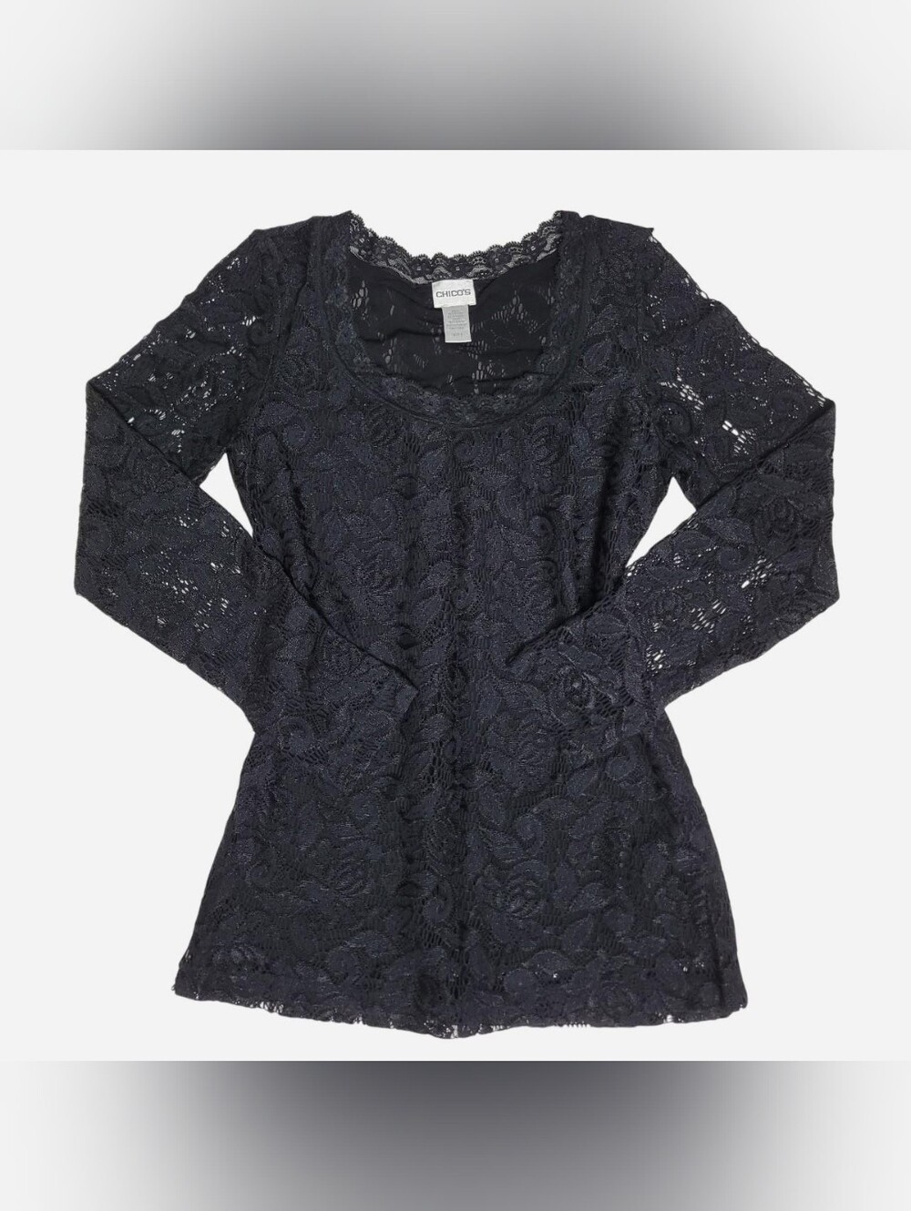 Whimsigoth Black Lace Long Sleeve Chico's Blouse